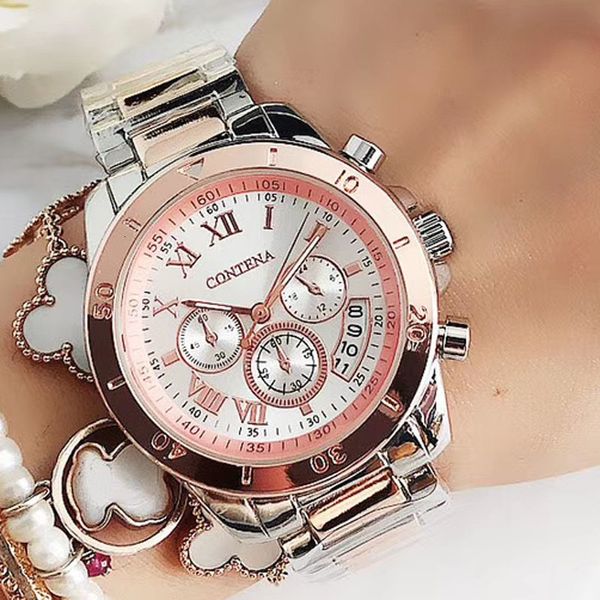 Начатые часы Contena Top Brand Luxury Watches for Women Fashion Creative Steel Bracelet Fomens Ladies Quartz Watch Reloj Mujer 230802