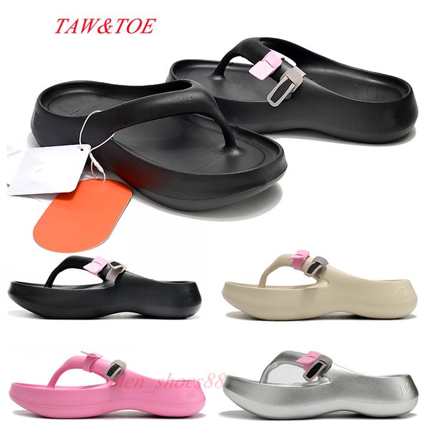 Sandal Beach Slippers Tawtoe x Classic Salto plano verão Designer preguiçoso Moda Slides Sapatos femininos Hotel Bath Ladies Slippers