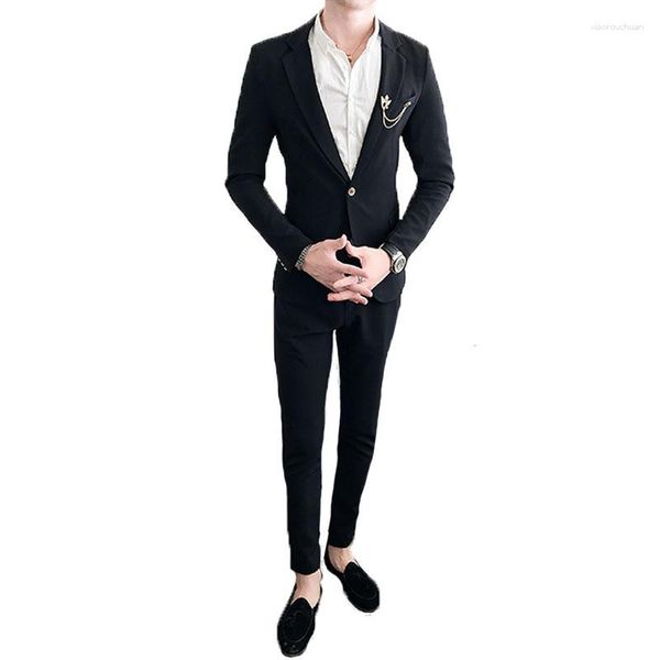 Abiti da uomo 2023 Fashion Business Monopetto Solid Suit Coat Slim Wedding 2 Pezzi Blazer Giacca Pantaloni Pantaloni Uomo B14