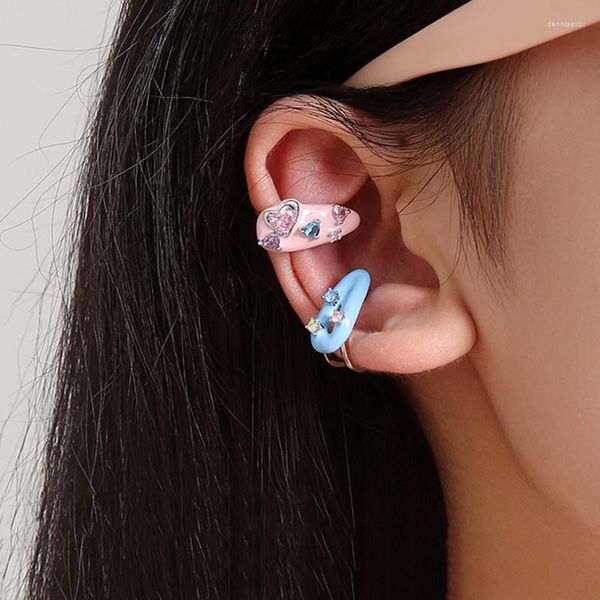 Brincos traseiros Doce Colorido Zircão Ear Cuff Clipe Para Mulheres Sem Perfuração Candy Color Geométrico Earcuff Envoltório Jóias De Casamento