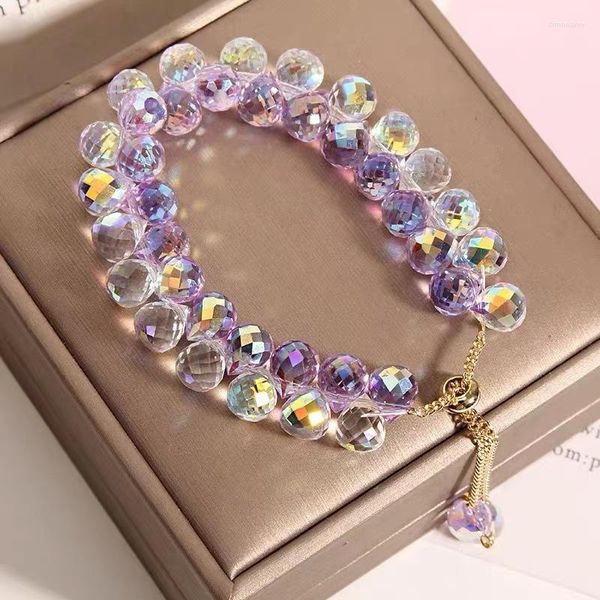 Braccialetto di cristallo austriaco artificiale di filo Braccialetti di gioielli da donna elastici con perline di pietra lucente di moda