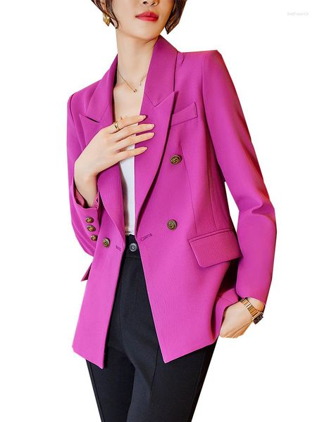 Abiti da donna Autunno Inverno Blazer da donna Giacca formale da donna monopetto manica lunga verde rosa