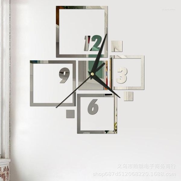 Wanduhren 3D Uhr Kreative DIY Kunst Aufkleber Aufkleber Acryl Spiegel Für Wohnzimmer Dekorative Hintergrund