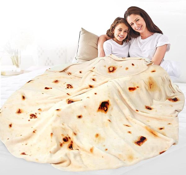 Comforters sets Super Soft Warm Flannel Burrito Blankets 280Gsm 180CM Round Shape Airplane Travel Throw Coral Fleece Tortilla Nap Wrap 230801