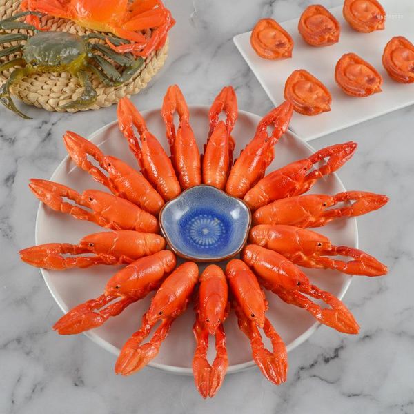 Flores decorativas Simulação Modelo de lagosta Comida falsa Vitrine Adereços de cozinha Amostras do mercado noturno Decoração de mesa Casa