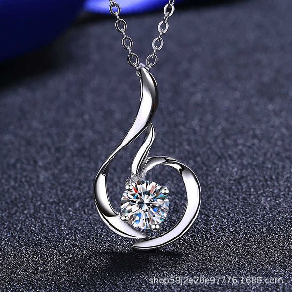 Colar de prata esterlina s925 feminino 80 minutos mosan diamante colar de cisne simulação pingente de diamante clavícula corrente reta