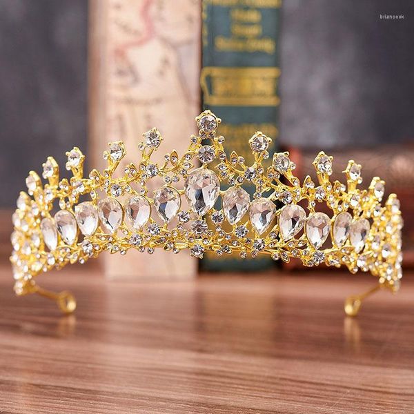 Pinces à cheveux 2023 Accessoires de mariage Blue Crystal Bridal Pageant Diadèmes Big Luxury Rhinestone Crowns Diadem For Bride Die Krone.