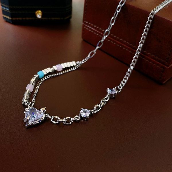 Ketten KAITIN Zirkon Herz Halskette Für Frauen Y2k Mode Ästhetischen Kragen Halsketten Luxus Designer Schmuck Mädchen Geschenk