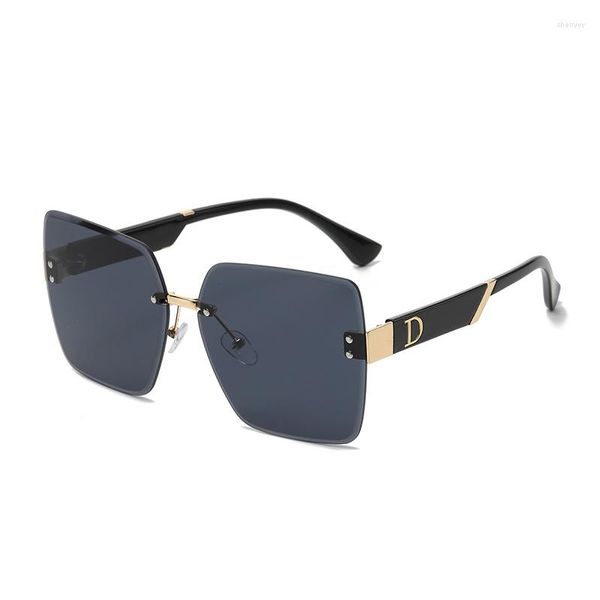 Sonnenbrille Frauen 2023 Mode Randlose Vintage Designer Sonnenbrille Für Männer Platz Rot Shades UV400 Brillen