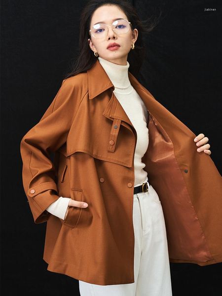 Trench da uomo primavera e autunno design coreano asimmetrico allentato temperamento casual cappotto giacca a vento di media lunghezza donna
