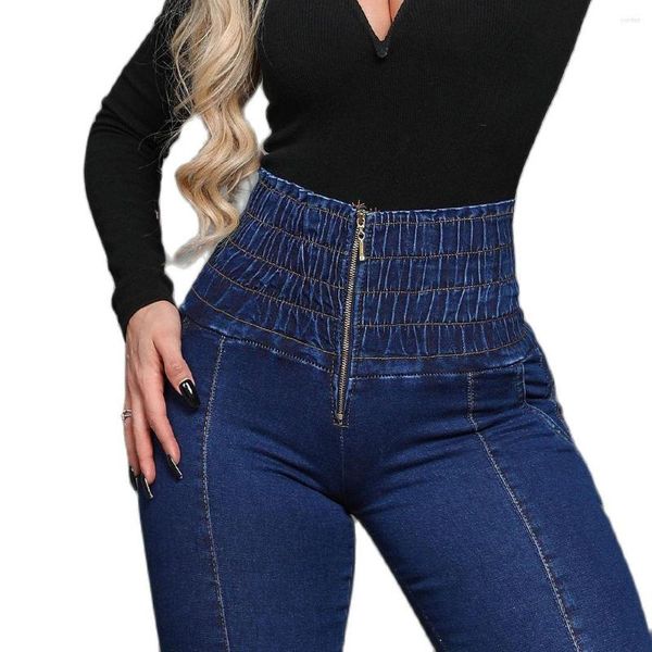 Damenjeans Skinny mit Reißverschlüssen, hohe Taille, formende Hose für Damen, Unterwäsche zur Bauchkontrolle, BuLifting-Effekt