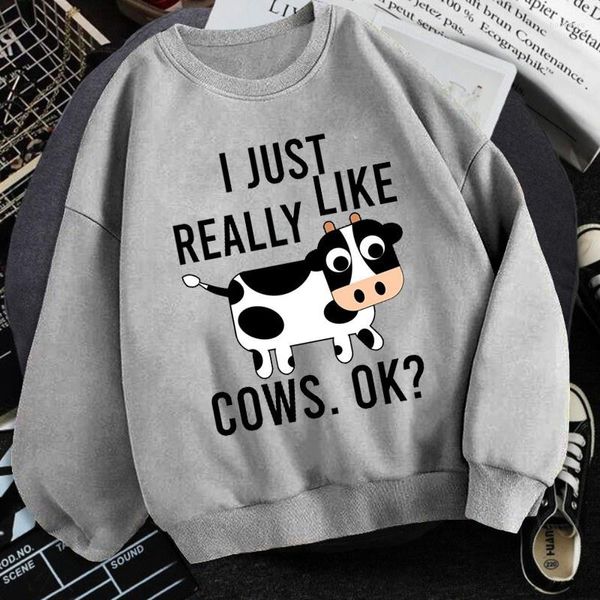 Herren Hoodies I Just Really Like Cows Print Hoodie Lustige Cartoon Männer Frauen Sweatshirt Harajuku Übergroße Hip Hop Streetwear