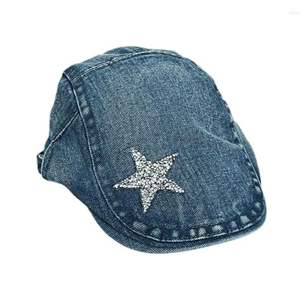 Boinas Moda Strass Padrão Estrela Boina Boné Homens Mulheres Retro Casual Chapéu Pintor Primavera Verão Ao Ar Livre Protetor Solar Po Props