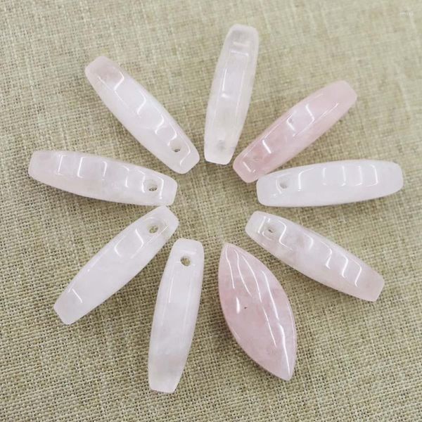 Подвесные ожерелья 4pcs/лот натуральный камень розовый Quartz Corse Hole Hole Crystal Collecle Charms Diy модные украшения аксессуары оптом