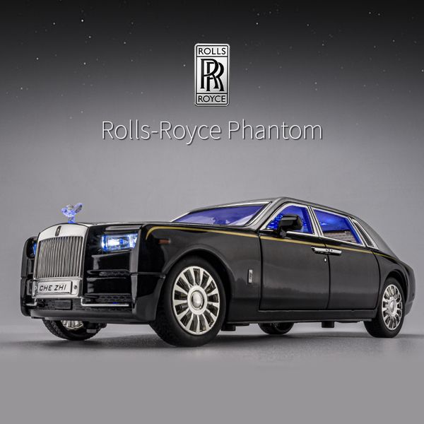 Auto Diecast 1 24 Phantom Mansory Lega Diecast veicoli giocattolo Sound e Light Tip Back Car Toys for Kids Gifts 230802