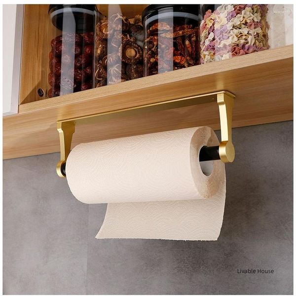 Badzubehör-Set Space Aluminium Schwarz Gold Quadratischer Schrank Küchenpapierhalter Toilettenpapier Nicht perforiertes Papier