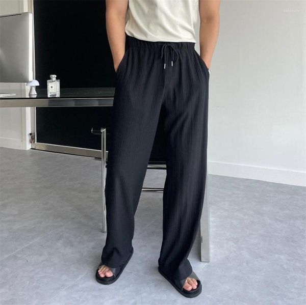 Calças masculinas Calças de moletom com cordão na cintura Calças com bolso oblíquo Cool Streetwear Hip Hop Teens Dynamic Men Coreano Elegante Dail