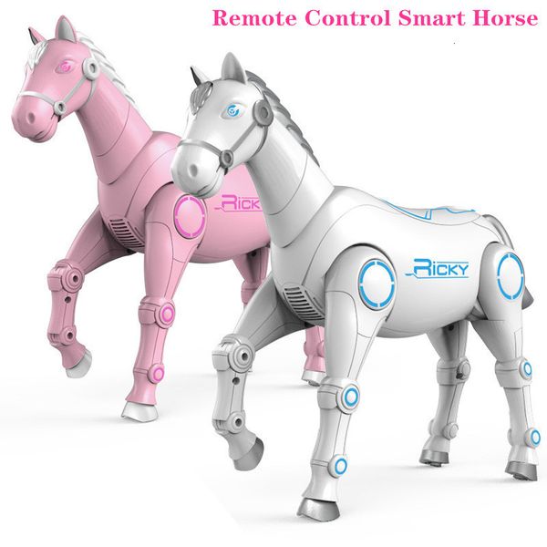 Elétrico RC Animals RC Smart Robot Horse Interactive Remote Control Animal Intelligent Dialogue Sing Dance Sound Pet Music Kids Toys 230801