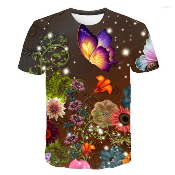 Herren T-Shirts Tulip Rose T-Shirt Straßenkleidung 3D-gedruckte Mode Harajuku Lustige Hip-Hop Casual Tops S-6XL im Sommer