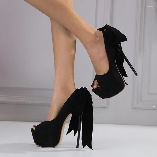 Kleidschuhe Größe 35-42 Pumps Schwarze Plattform High Heels für Frauen 2023 Mode Schnürung Bowknot Sommer Party Prom