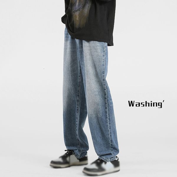 Jeans da uomo lavati sfumati di colore maschio primavera autunno tendenza Hiphop Street Skateboard Boy Y2K pantaloni casual gotici pantaloni larghi 230801