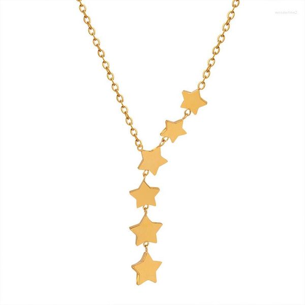 Choker Damen Multi Stars Charm Gold Farbe Edelstahl Kette Halsketten für Mädchen Goth Schmuck am Hals 2023 Kragen