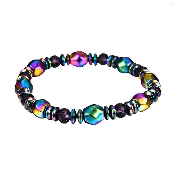 Pulseiras de link masculinas e femininas pulseira magnética de camada única colorida cura elástica frisada para 2023