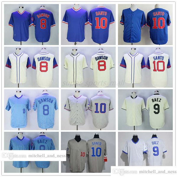 Il baseball del film vintage indossa la maglia 10 Ron Santo 8 Andre Dawson 9 Javier Baez 1994 Maglie retrò