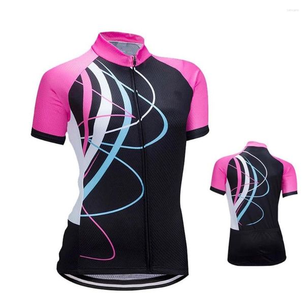Yarış Ceketleri Hirbgod 2023 Kadın Siyah Bisiklet Jersey Takımı Açık Hava Spor Kısa Kollu Bisiklet Gömlek Yaz Şerit Giysileri Tyz007-01