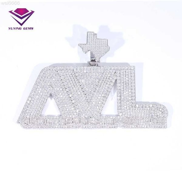 Pingente de hip hop personalizado feito à mão em forma de vvl prata esterlina gelado vvs moissanite diamante pesado pingente para joias de hip hop