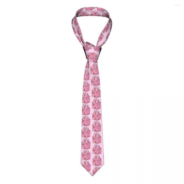 Базу галстуки клубничное молоко розовые галстуки Unisex Polyester 8 см шейки для мужчин шелк узкие аксессуары Cravat свадебный косплей реквизит