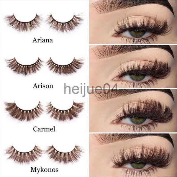 Ciglia finte Asiteo New Mink Fur 3D Lashes Oamber Classico Colorato Naturale Lungo Soffice Quotidiano Fatto a mano Stage Show Ciglia finte marroni Arianna x0802