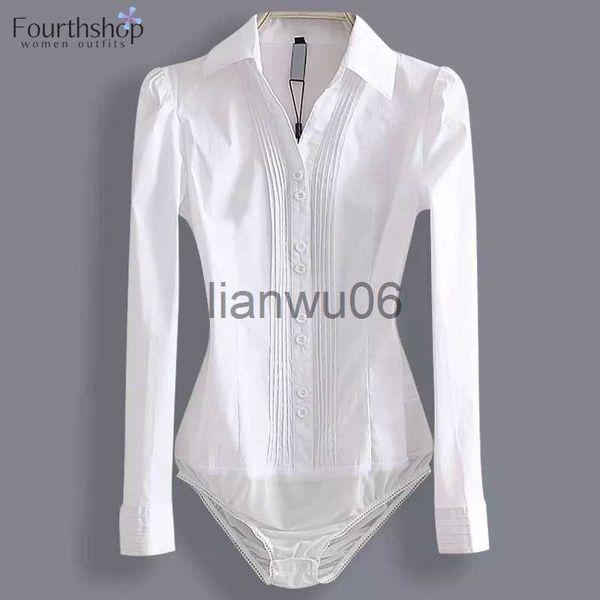 Blusas femininas camisas 2023 moda body manga longa camisa feminina escritório senhora uniformes de trabalho primavera blusas brancas e tops finos roupas de outono j230802