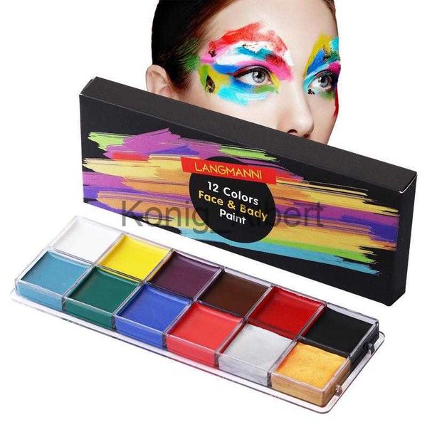 Body Paint Halloween Party Kit de peinture pour le visage 12 couleurs de maquillage pour le visage Body Paint | Palette de maquillage saturée de pigments professionnels Art Theatre x0802