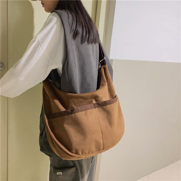 Abendtaschen für Damen, lässig, Cordstoff, große Kapazität, Umhängetasche, Damen, große Freizeit, Schule, Buch, Laptop, Taschen, täglicher Hobo-Crossbody