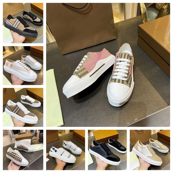 Tasarımcı Sneakers Vintage Check Shoes Classic Stripes Sneaker Erkek Kadınlar Izgara Ayakkabı Deri Pamuk Süet Eğitmenler Baskı Canvas Trainer Boyut 35-46