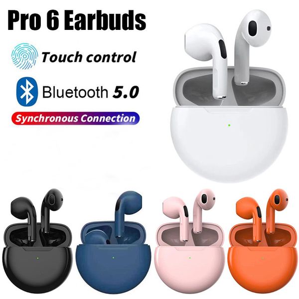 Pro6 TWS Akıllı Touch Kontrol Kablosuz Kulaklık Bluetooth 5.0 Kulaklık Spor Kulaklıkları Tüm Akıllı Telefonlar İçin Müzik Kulaklığı