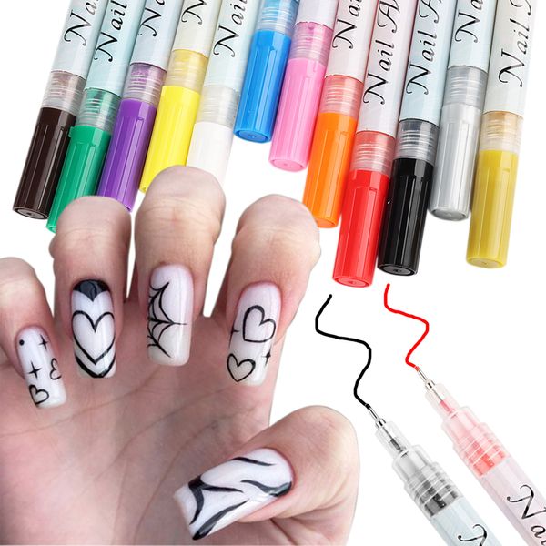 Nagellack 12 Stücke Kunst Graffiti Stift Set Malerei Marker Zeichnung Liner Gel Hybrid Lack Professionelles Material Maniküre NTTY1 230802