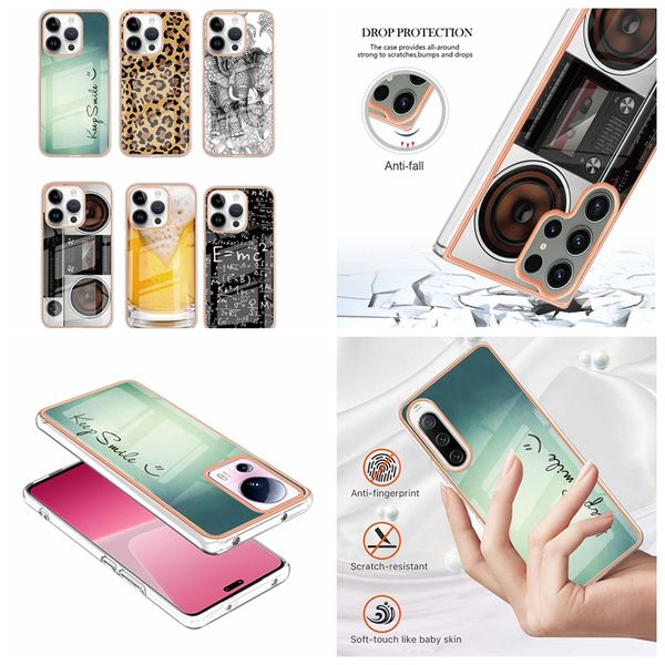 Estojo de chapeamento IMD TPU macio para Huawei Honor 90 Lite 5G X9A X8A X7A X7 X8 One Plus 11 CE 3 Lite Nord N300 2.0MM Fashion Radio Smile Beer Leopard Animal Chromed Metallic Cover