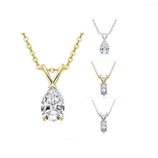 Catene Collana con pendente in moissanite con taglio a pera di lusso Collana in argento sterling 925 con diamanti a colori da 1,5 ct D Accessorio per gioielli da donna