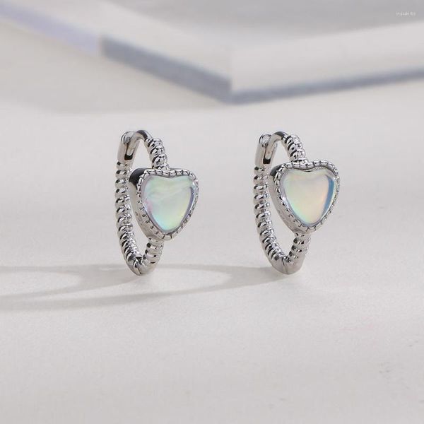 Appoggia orecchini Trendy Silver Color Stud Clip Moon Stone Simple Heart Love For Women Girl Gift Fashion Jewelry Dropship all'ingrosso