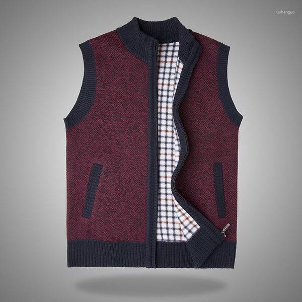 Maglioni da uomo Casual Loose Type Knit Autunno e stagione invernale Plus Gilet senza maniche addensato in pile Cardigan caldo da uomo di grandi dimensioni