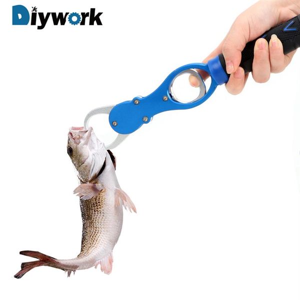 DIYWORK Fishing Lip Grip Lega di alluminio con scala 0-16KG Utensili a mano Fish Gripper Hook Pinze da pesca Strumento di pesca Y200321274l