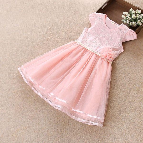 Mädchen Kleider Kleid 2023 Sommer Mesh Spitze Blumen Gestickte Ärmel Große Kinder Prinzessin Süße Loverly Kinder Kleidung Mädchen