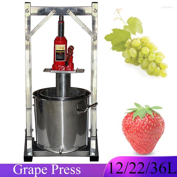 Juicers 2023 12/22/36L Início Manual Hidráulico Espremedor de Fruta Uva Mirtilo Mulberry Presser Máquina de Suco de Aço Inoxidável