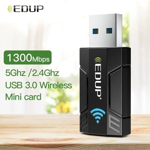 Aumenta la velocità Wi-Fi del tuo PC con l'adattatore wireless EDUP AC1300Mbps USB 3.0 - Compatibile con Windows 11/10/8/7/XP/Vista/Mac10.6-10.15