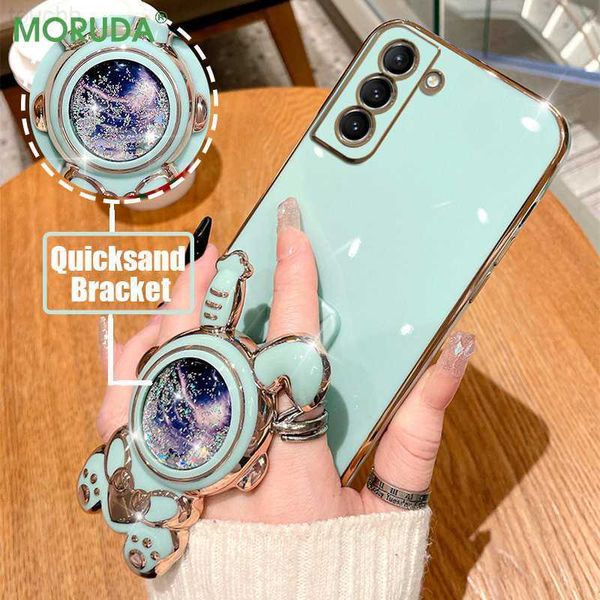 Casos de telefone celular Glitter Quicksand Rabbit Bracket Case para Samsung Galaxy S23 S22 Note20 S21 S20 Ultra Plus FE A73 A53 A72 A52 A22 A21 Soft Cover L230731