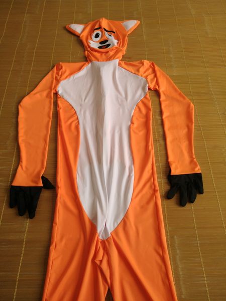 Novo design macacão Fox cartoon animel cosplay Corpo inteiro Spandex Zentai catsuit Halloween Cosplay Costume