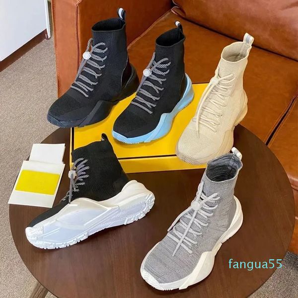 Botas meias de fundo grosso primavera outono clássico sexy ginásio casual feminino designer sapatos moda masculina esportes malha bota plataforma elástica senhora tênis grosso