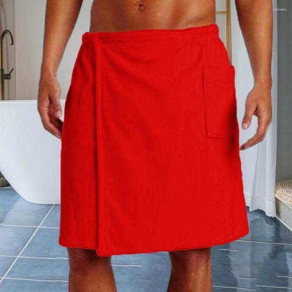 Homens sleepwear toalha de banho roupão ajustável com cintura elástica camisola homewear bolso para esportes ao ar livre natação ginásio homens curto